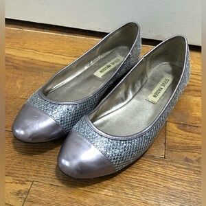 STEVE MADDEN Women’s Sparkly Shimmer Ballet Flats Shoes - silver/purple size 6.5